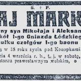 Nekrolog żołnierza 1 pułku czołgów.